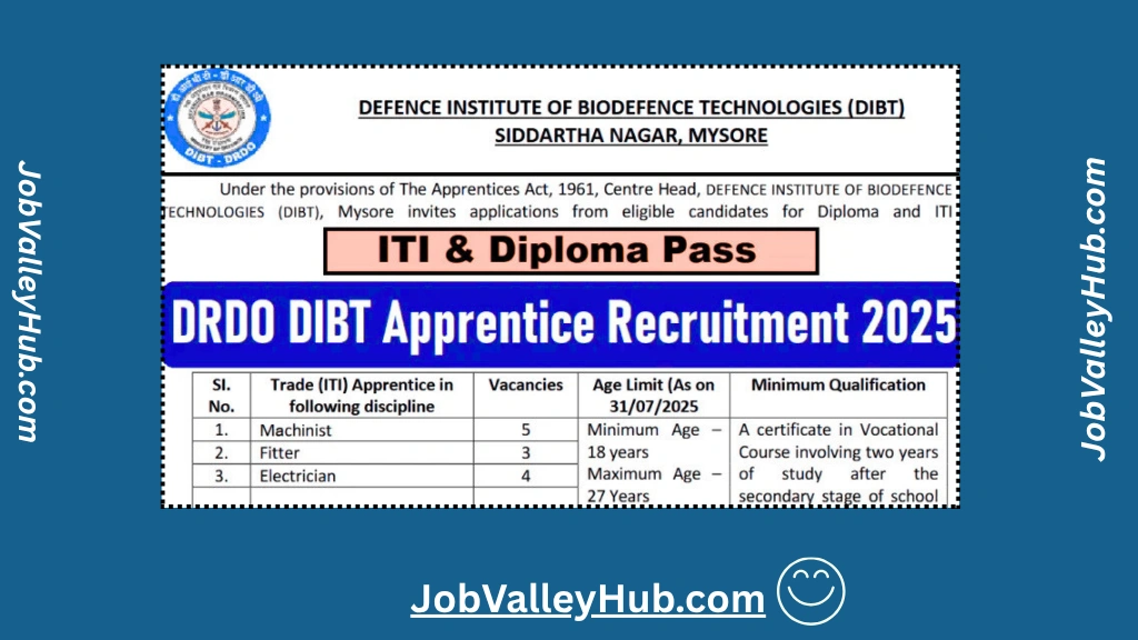 DRDO DIBT Apprentice Recruitment 2025